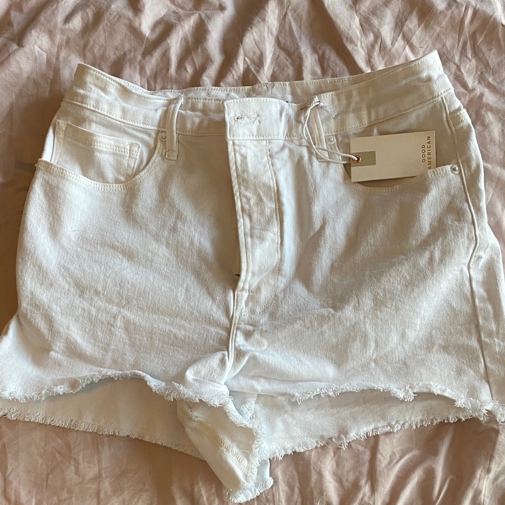 Good American White Jean Shorts